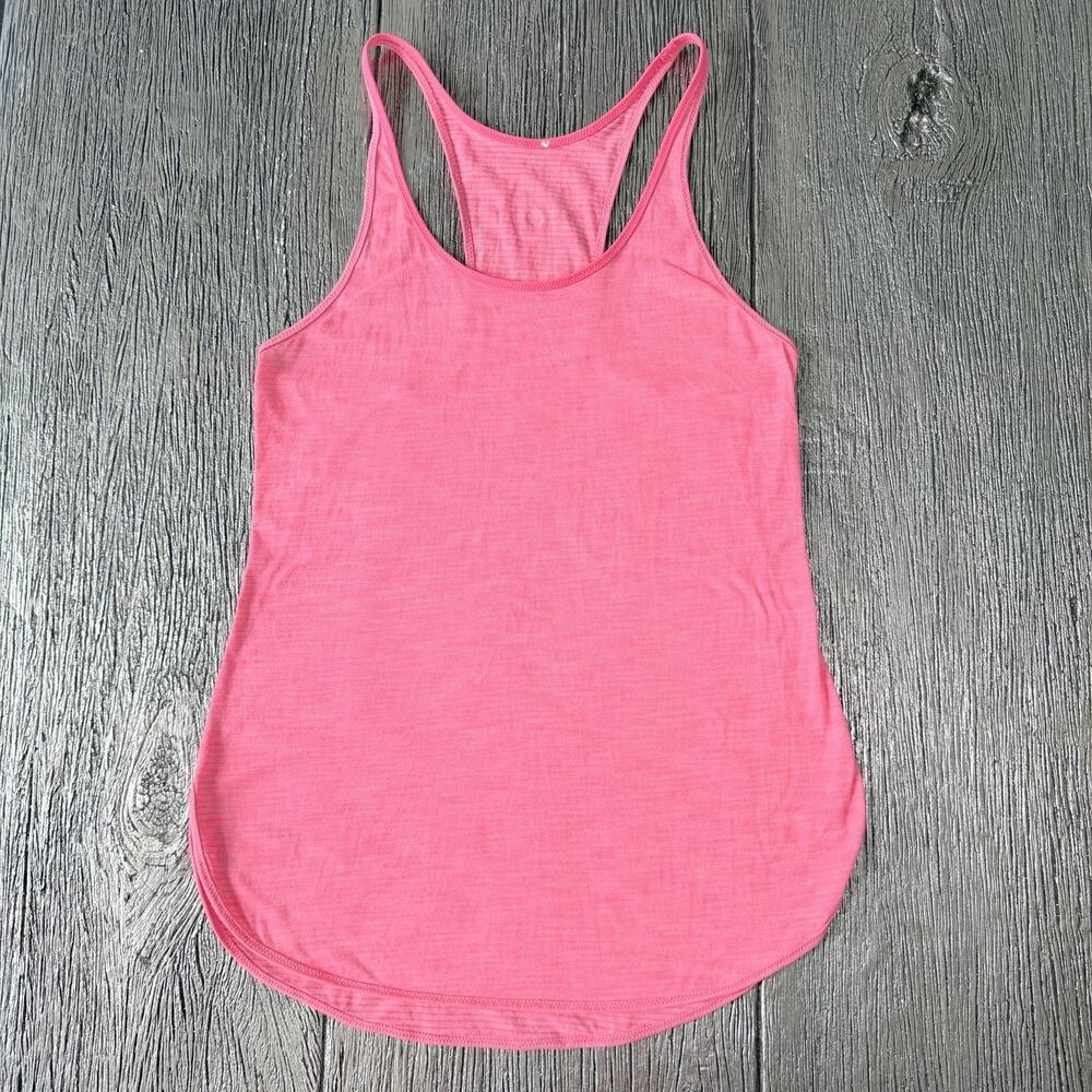 Lululemon What The Sport Singlet Pink Stripe Racerback Tank Fits Sz 2 To 6